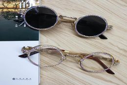2020 Round Sunglasses Steampunk Metal Frame Rhinestone Clear Lens Retro Circle Frame Sunglasses7755659