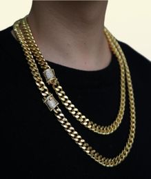 Hip hop cuban chain necklace 5A cz paved clasp for men jewelry with gold filled long chains Miami necklaces mens jewelry177f5539601