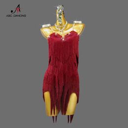 Stage Wear 2024 Professional Red Latin Dance Competition Abbigliamento Ballroom Parte