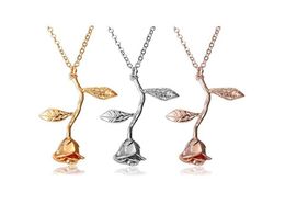 Rose Pendant Necklace Jewellery Sterling Silver Retro 3D Leaf Valentine039s Day Women039s Birthday Vintage15061575097125