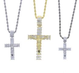 Chains Fashion Female Cross Pendants Drop Gold Silver Colour Crystal Pendant Necklace Jewellery For Men Women Whole2699983