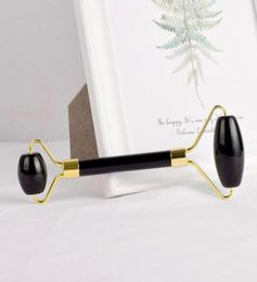 Double Head Smooth Obsidian Stone Black Facial Jade Roller Beauty Massage Roller Neck Face Roller for Anti Ageing Skincare1658440