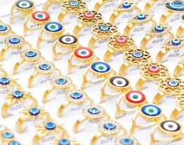 Bulk Whole 30pcs Top Assorted Evil Eye Rings Gold Plated Stainless Steel Women Men Wedding Punk Rock Personality Jewellery Accessori8580624