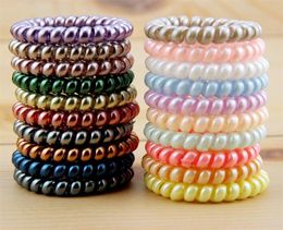 New Women Scrunchy Girl Hair Coil Rubber Hair Bands Ties Rope Ring Ponytail Holders Telephone Wire Cord Gum Hair Tie Bracelet4765550