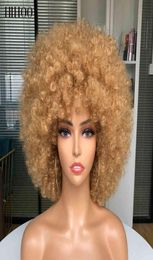 Hair Synthetic Wigs Cosplay Short Hair Afro Kinky Curly Wig with Bangs Women039s Cosplay Blonde Pink Synthetic Halloween Black 7311755