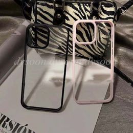 Phone Cases Pink Black 2 Colours Transparent Phone Cover With Box