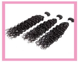 Brazilian Virgin Hair Water Wave 3 Bundles 4 Pieces One Set Wet And Wavy 100 Human Hair Extensions Natural Color9625715