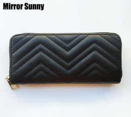 Wallets Wave Strip Embroidry Quilting Women Long Wallet Female PU Zipper Purse Large Capacity Card Holder Cellphone Bag Carteira9290564