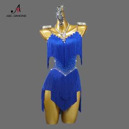 Stage Wear 2024 New Professional Latin Performance Dance Dress Women Sexy Outdoor Ballroom Party Fringe Skirt Practice Tango Wear Line Suit Y240529
