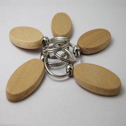 Wholesale 50pcs Oval Blank Wooden Key Chain DIY Promotion Customised Key s Car Promotional Gift Key Ring-Free shipping8366061