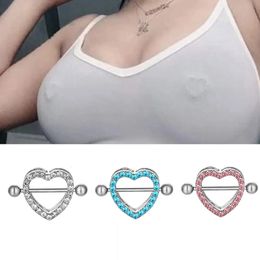 Love Heart Nipple Piercing Stainless Steel 1pc Crystal Sexy Ring Nails Barbell Body Pierced Jewellery Chest Decor Party 240528