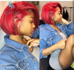 Lace Wigs 4x4 Short Red Closure Human Hair Preplucked Brazilian Remy Bob 150 Density For Black Women With Baby1987672