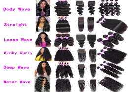 9A Brazilian Human Hair Bundles With Closure Body Wave Loose Wave Curly Hair Extensions 3 Bundles With 4x4 Lace Closure Human Hair5000395