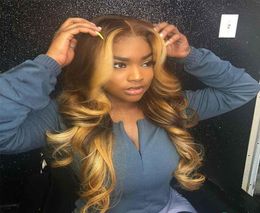Honey Blonde Full Lace Human Hair Wigs Colored 360 Lace Frontal Wig 13x4 Lace Front Human Hair Wigs Laces Wig1503384101