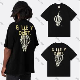 Gallerydept 24SS Vintage Gallrey Tee Depts Washed Gold Letter Skeleton Hand Printed Logo T Shirt Loose Oversized Hip Hop Unisex Short Sleeve 6006 BFV