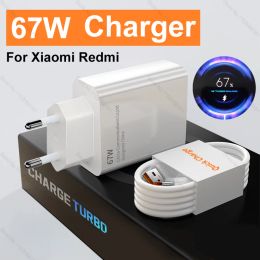 Chargers 67W USB Charger For Xiaomi Mi 11 12s 13 14 Ultra Fast Charging Redmi Note 12 Turbo Poco X5 F5 Pro Type C Phone Charge Data Cable