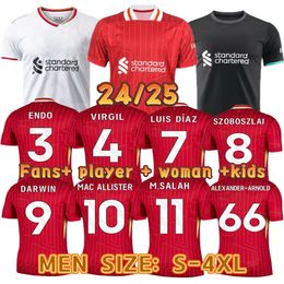 24/25 season football jersey red fan player version 24 year football jersey mens and womens childrens uniform jersey 25 home and away red third set of white and black set