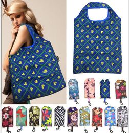 Nylon Foldable Handy Shopping Bags with Hook Reusable Tote Pouch Recycle Storage Handbag Ecofriendly Folding Bags for Women Ladie8374735