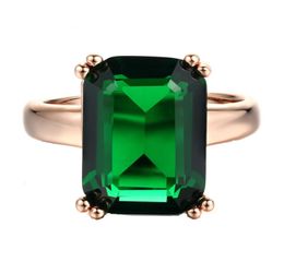 Big Green Crystal Finger Rings For Women Fashion Jewellery Wedding and Engagement Vintage Accessories Rose Gold Plated R7001008161
