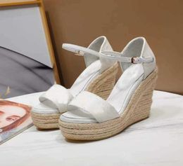 Since Sandals Starboard Wedge Sandals Designers Espadrilles Leather High Heels With Adjustable Buckle Wedding Dress Lady Shoes Wit6077501