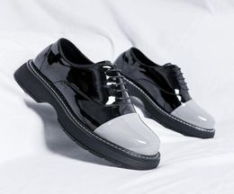 Dress Shoes Patent Leather Casual Men Office Splice Colour Man Japanese Harajuku Streetwear Vintage Wedding Shoe2310946