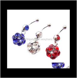 Bell D0153 3 Colors Belly Button Navel Rings Body Piercing Jewelry Dangle Fashion Charm Lovely Cz Stone Steel 10Pcslot 5Eh4I 6Djxq5911209