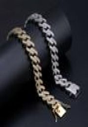 Luxury Designer Bracelet 14MM Cuban Link Chain Hip Hop Jewelry Mens Bracelets pour hommes Iced Out Diamond Bangle Rapper Love Char1082874