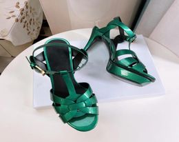 Top quality platform Sandal green Wine red patent leather luxury designers sandals women Buckle strap stiletto heels shoes factory5008858