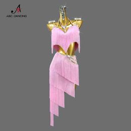 Stage Wear New Latin Dance Dress Competition Come Sexy Adult Women Ballroom Party Girls Tassel Skirt Line Suit Prom Clothes Ladies Samba Y240529