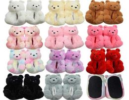 Women plush slippers Home Indoor Soft anti-slip Faux Cute Slippers Winter Warm Shoes Cartoon Teddy Bear Slippers 2110238267619