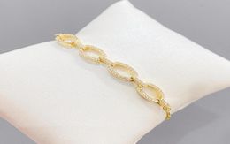 Korea new microset shiny zircon geometric women bracelet Jewellery niche design luxury 18k gold plated pull bracelet accessories88376841425
