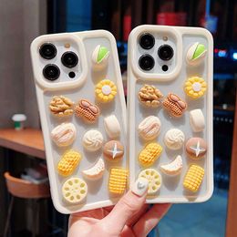 Creative D Steamed Bread Corn Buns Food Epoxy Case For iPhone Pro Max Plus Shell Clear Soft TPU Protective Cover