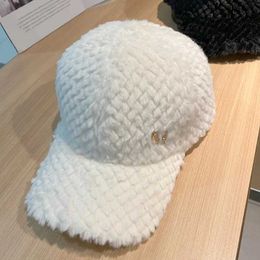 Ball Caps 2021 Autumn and Winter New Baseball Cap Ladies Plush Thick Warm Caps Street Casual Fashion Outdoor Travel All-match Sun Hat Y240531MS8A