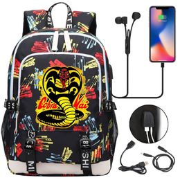 Backpack Cobra Kai Teenager USB Charging Laptop Women Men Rucksack Kids Book Bag Mochila Travel5372351
