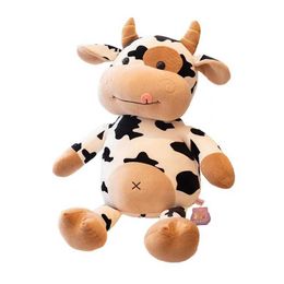 Plush Dolls 30-65CM New Plush Milk Cow Toys Cute Cartoon Cattle Plush Stuffed Animals Soft Doll Kids Toys Birthday Gift for Children Y240601JRP6