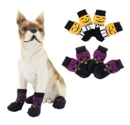 Halloween Pet Waterproof Pumpkin Socks Antislip Sole Protectors Small Medium Dog Dirtyproof Feet Cover Calcetines Perro223V7074656
