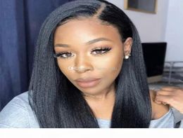 Full Lace Human Hair Wigs Yaki Straight Bleached Knots Part Virgin Malaysian Glueless Italian Yaki Lace Front Wig Pre Plucked1682417
