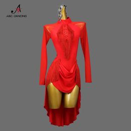 Stage Wear New Fringed Skirt Latin Dance Dress Female Suit 2024 Girl Standard Ballroom Competition Girls Womens Practise Clothing Dancewear Y240529