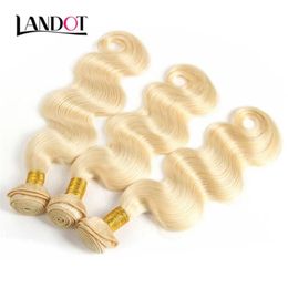 9A Bleach Blonde Color 613 Brazilian Virgin Hair Weave Bundles Body Wave Peruvian Malaysian Indian 100 Human Hair Extensions Can962984451