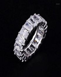 925 SILVER PAVE SETTING FULL SQUARE Simulated Diamond CZ ETERNITY BAND ENGAGEMENT WEDDING Stone Rings Size 5 6 7 8 9 10 11 121210o2817284