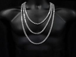 2019 Hip hop tennis chain necklace with cz paved for men jewelry with white gold plated long chain tennis necklace mens jewelry K56657497