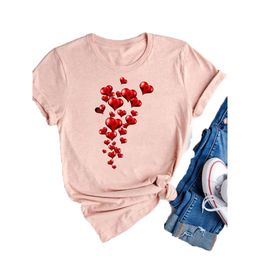 Watercolour Love Heart Sweet T Shirt Tee Crew Neck Cotton Print Floral Casual Regular Fit Short Sleeve Breathable Daily Outfit S-2XL women shirt shirts women tshirt
