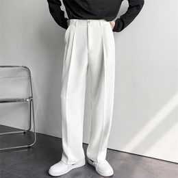Draped Straight Men Pants Fashion Business Korean Loose Casual White Black Gray Wide-leg Trousers Male Blazer Suit Pants 240511