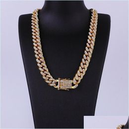 Chains Mens 18K Gold Tone 316L Stainless Steel Cuban Necklace Curb Link Chain With Diamonds Clasp Lock 8Mm/10Mm/12Mm/14Mm/16M Drop De Dhrjv