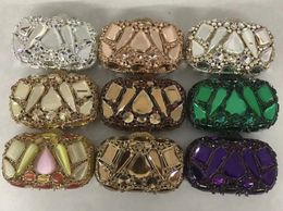 Women est Glass Mini Crystal Clutch Evening Bags Stones Minaudiere Purses Wedding Party Rhinestone Clutch Red Green Handbag 240530