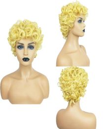 Curly Blonde Synthetic Wig Simulation Human Hair Wigs Hairpieces for Black and White Women Burgundy Pelucas K456066363