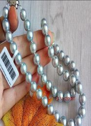 Fine Pearls Jewellery real long 18quot10mm NATURAL south sea SILVER Grey pearl necklace 14K gold2488999