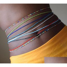 Belly Chains Colorf Rice Design Beads Waist Link Bikini Body Chain Jewelry Y Girl Women Summer 30 Colors Drop Delivery Dholg