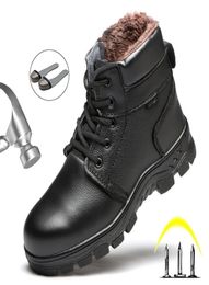 Stivali di alta qualità inverno maschi in acciaio cappello di sicurezza scarpe da lavoro da lavoro foratura peluche calda 2210074821812