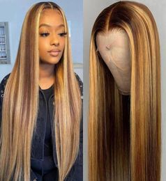 13X4 Lace Front Human Hair Wigs 130 Density Straight Ombre P427 Highlight Coloured Brazilian Wig8347850